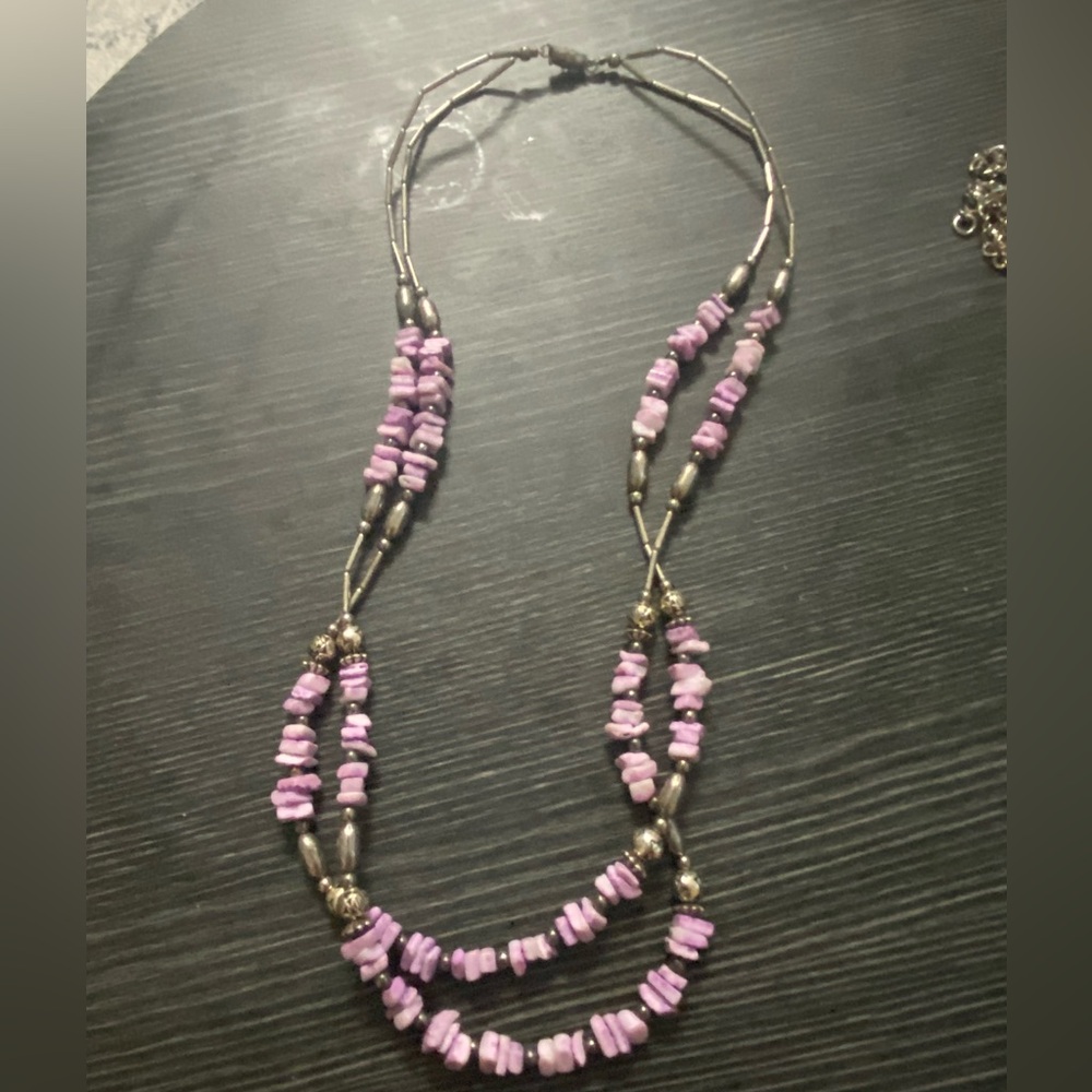 Purple Beaded Multi-Strand Necklace